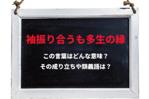 「袖振り合うも多生の縁」とはどんな意味の言葉？「多生の縁」とはどんな縁？