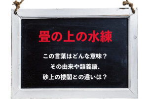 「畳の上の水練」とはどんな意味の言葉？その類義語は？砂上の楼閣とは何が違う？