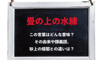 「畳の上の水練」とはどんな意味の言葉？その類義語は？砂上の楼閣とは何が違う？