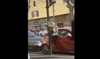 男性が犬を抱っこしてると思ったら・・・！見事なバランスで、男性の腕の上に立っている犬の姿に思わず二度見してしまう！！