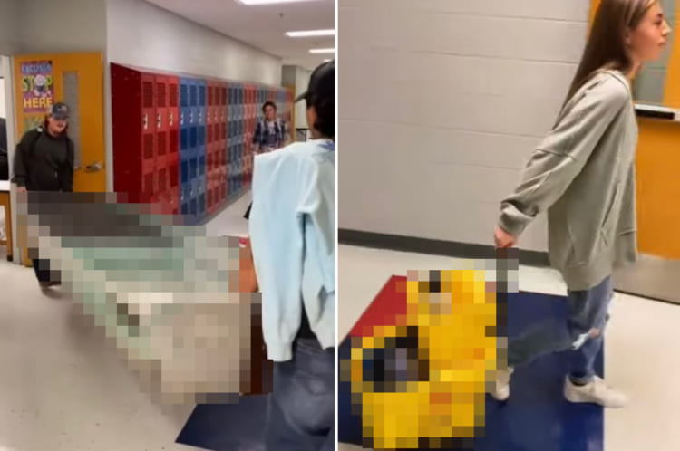 アメリカの高校のおもしろイベント！リュック以外のものを使って登校する日。生徒たちがリュックの代わりにしたものが斜め上すぎる！！