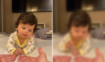 パパとママから同時に手を差し出された赤ちゃん。どちらの手を取るか選びきれず、困ってしまい・・・。その後浮かべた表情にご注目!!