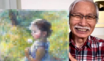 30年以上前に購入されたサクラクレパス。無くなっている色もあるけれど、これを絵画講師が使い倒すと・・・圧巻の作品が完成しました！