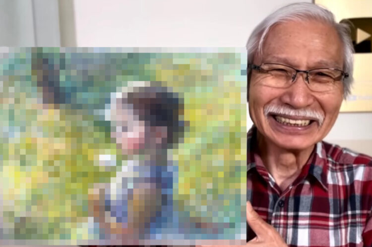 30年以上前に購入されたサクラクレパス。無くなっている色もあるけれど、これを絵画講師が使い倒すと・・・圧巻の作品が完成しました！