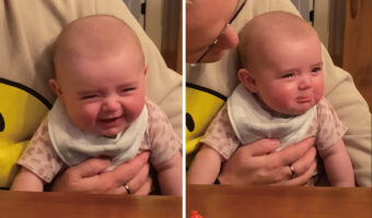 名前を呼ばれて笑顔を浮かべたり涙を浮かべたり、交互に感情があふれている赤ちゃん。なんとも尊いその姿に100万再生突破！！