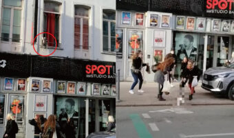 2階の窓から飛び降りたハスキー犬。周辺にいた人たちが騒然とする中、着地に成功すると平然と歩いてその場を去っていきました