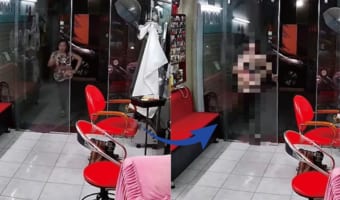 美容院に向かって一直線で進んできたお客さん。とはいえ、そこにはガラスのドアがありますよ！！