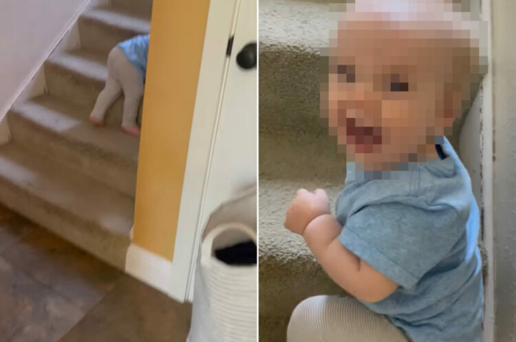 「のぼっちゃダメ！」と伝えていた階段をのぼろうとする赤ちゃん。ビックリさせようと後ろから声をかけた結果・・・【アメリカ・動画】