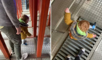 びっくりハウスの仕掛けに次々と引っ掛かる男の子。透明な壁にぶつかったり、ローラーの床で転んだり・・、けどとても楽しそうです【海外・動画】