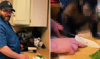 一緒に包丁を握って野菜をカット！男性の横で料理のアシスタントを務めるのは、なんと『あの動物』でした！【海外・動画】