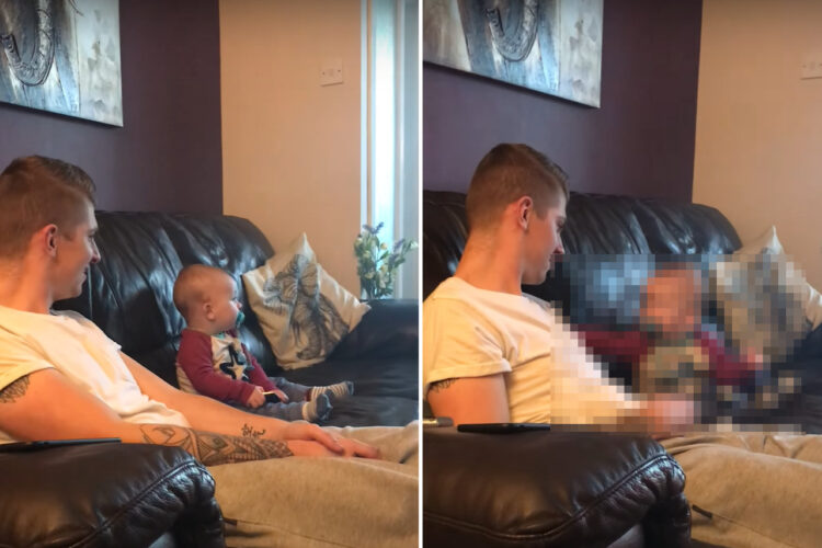 テレビに夢中の赤ちゃん。パパが声をかけたり、ちょっかいをかけたりおどけて見せた時のリアクションは・・？？【海外・動画】