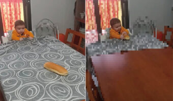 この子クレバー過ぎる!パンが食べたい赤ちゃん、席を立つこともなくパンをゲットしたのですが・・・、その方法とは!!【海外・動画】