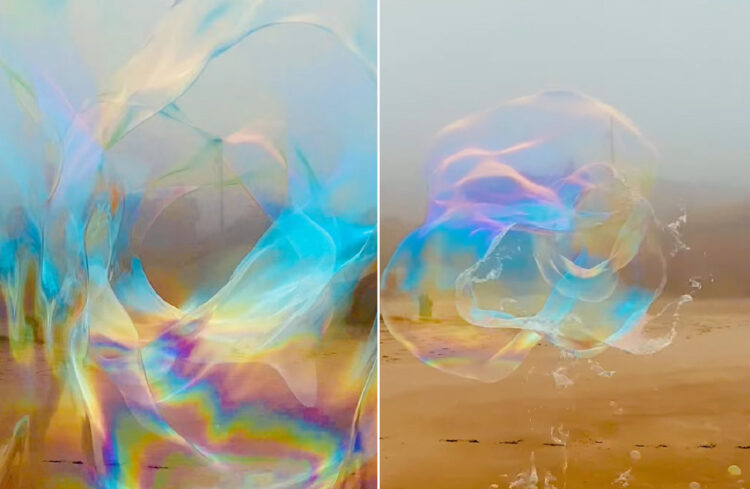 こんな景色見たことがない！万華鏡を覗いているように見えますが・・、これ世界記録の巨大シャボン玉の内側の映像なんです！！【アメリカ・動画】