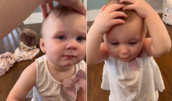 頭をナデてもらうより、コショコショと頭皮マッサージをしてほしい!そこでこの赤ちゃんは自分でもしてみることにしたようです【アメリカ・動画】