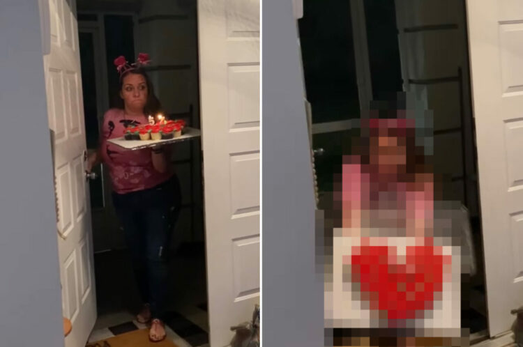ケーキを持ってサプライズ登場するハズが・・。盛大にやらかしてしまった女性が気の毒すぎる【アメリカ・動画】