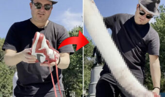 エアジョーダンをカメラに向ける男性。自慢のコレクションなのかと思いきや、実はこれ・・、まさかの○○で作られていたのです！【アメリカ・】