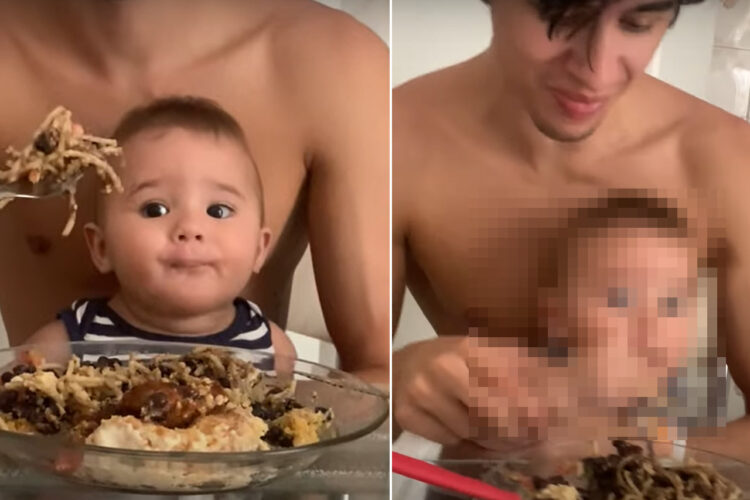 パパのごはんが気になって仕方がない赤ちゃん。パパが目をそらした隙に、とんでもなく大胆な行動に出ました！！【海外・動画】