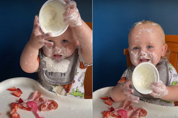 ヨーグルトが大好きな赤ちゃん。とはいえ、この子が好きなのはヨーグルトを「食べる」とこではなかったようです【アメリカ・動画】