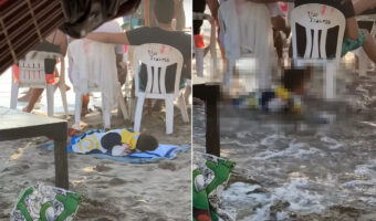 ビーチでお昼寝していた男の子を襲ったハプニング!突然のことにビックリして飛び起きた男の子は思わず泣き出してしまいました【海外・動画】