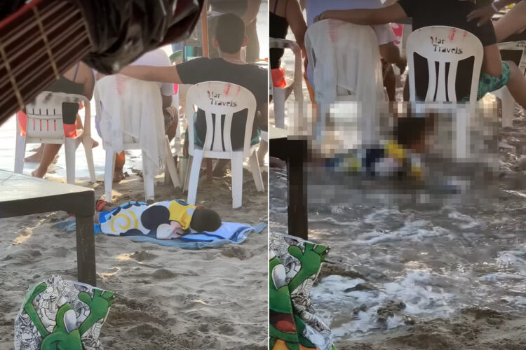 ビーチでお昼寝していた男の子を襲ったハプニング！突然のことにビックリして飛び起きた男の子は思わず泣き出してしまいました【海外・動画】