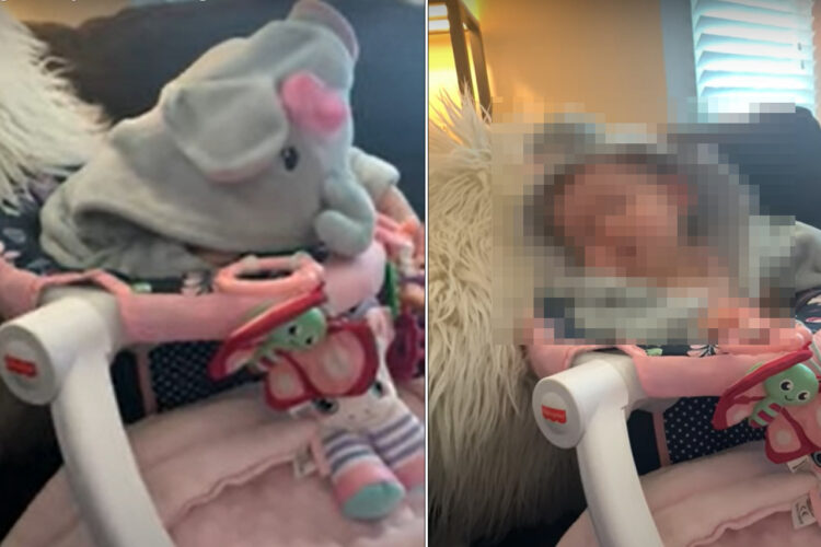 ベビーチェアに置かれたゾウのぬいぐるみかと思ったら・・。おネムになっている赤ちゃんでした！【アメリカ・動画】