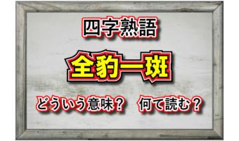 「全豹一斑」とはどんな意味の四字熟語？その由来や類義語は？