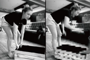 これは痛そう！カメラに目を向けつつ木箱を持ち上げようとした女性。箱を浮かしたその瞬間愛犬がやって来て・・・！！【海外・動画】