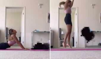 飼い主さんとヨガにいそしむポメラニアン。背中を反ったり、後ろ脚をピーンと伸ばしたりと、次々とポーズを披露します！【アメリカ・動画】