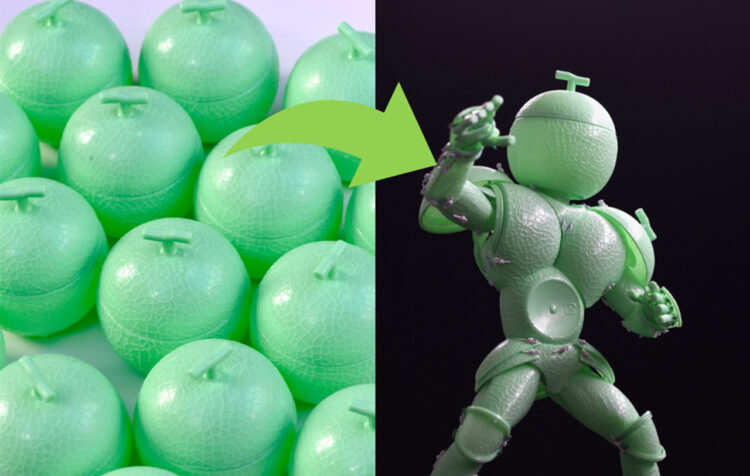 クオリティが半端ない...メロンシャーベット容器で作られたロボットが凄い