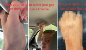 免許を取ったばかりの妹の運転に緊張の色を隠せないお兄さんたち。ってあれ?!よく見たら愛犬も緊張しているようです!!【海外・動画】