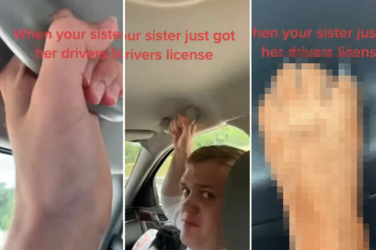 免許を取ったばかりの妹の運転に緊張の色を隠せないお兄さんたち。ってあれ？！よく見たら愛犬も緊張しているようです！！【海外・動画】