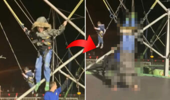 補助を付けて、トランポリンでバク転をしようとした男の子。ところがその補助のせいでトンデモナイことに!!