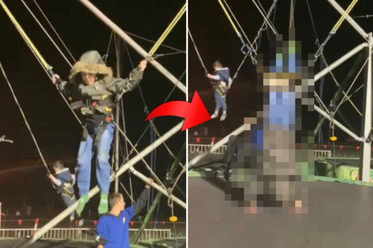 補助を付けて、トランポリンでバク転をしようとした男の子。ところがその補助のせいでトンデモナイことに！！