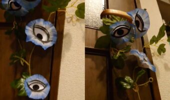 【夏休みの工作】この朝顔ずっとこっち見てくる!!朝顔の構造を利用して作られた目が合う朝顔、工作で作ればクラスの人気者?