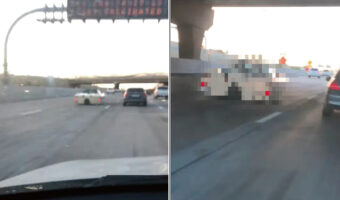 前行く車の姿にビックリ!?なんと道路を自走するはずのない『ある乗り物』が道路をかっ飛ばしていたのです!!【アメリカ・動画】