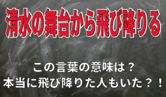 「清水の舞台から飛び降りる」とはいうけれど・・・本当に飛び降りた人なんているの?と思ったら結構いた
