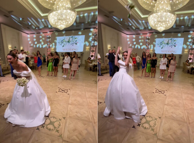 披露宴も盛り上がり、ブーケトスの時間です。花嫁の投げたブーケは誰の手に渡るかと思いきや・・、『まさかの展開』に！！【海外・動画】