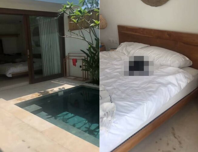 受付から戻ったらビックリ！プールもある別荘のベッドルームで、どこからかお客さんがやって来てリゾート気分を満喫していました【海外・動画】