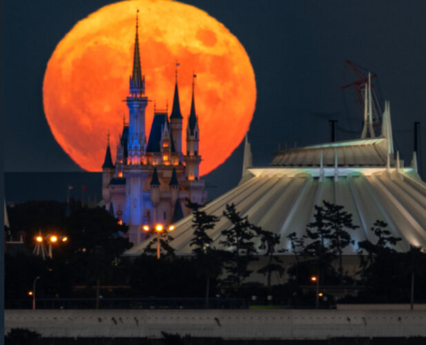 圧巻！中秋の名月とシンデレラ城のコラボレーションがファンタジー！