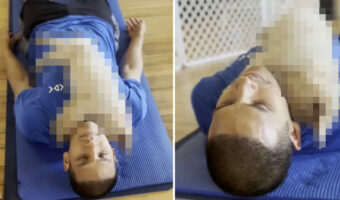 ヨガをするはずが精神が乱れてしまいそう?!「パピーヨガ」に参加した男性が身じろぎひとつ取れなくなったその理由がかわいすぎ!【海外・動画】