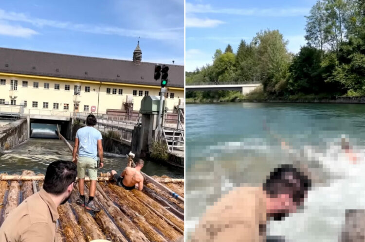 【800万再生オーバー！】川に向かって下っていく大型のイカダ。全身ずぶ濡れの人も出るほど迫力満点で楽しそうです！！【海外・動画】