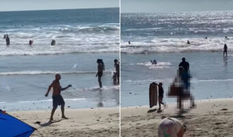 多くの人で賑わうビーチ。そんな中、男性が１人フリスビーを使ったスゴ技を披露していました！！【アメリカ・動画】