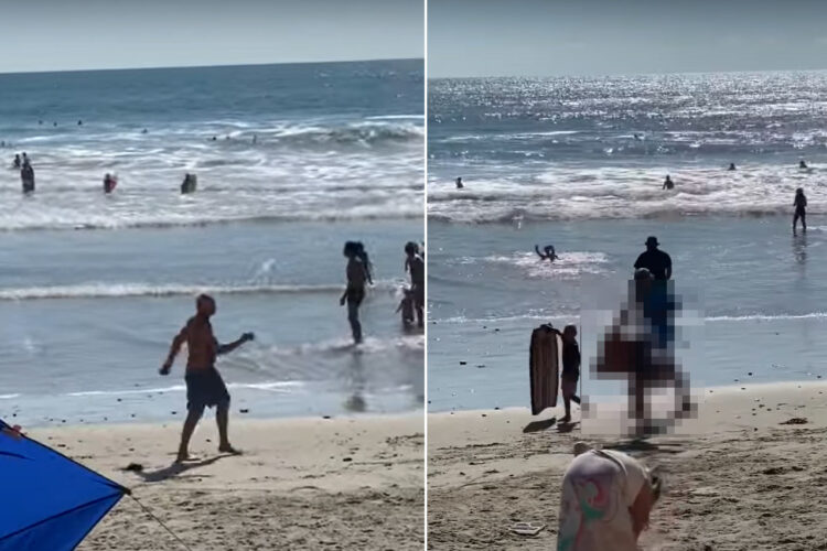 多くの人で賑わうビーチ。そんな中、男性が１人フリスビーを使ったスゴ技を披露していました！！【アメリカ・動画】