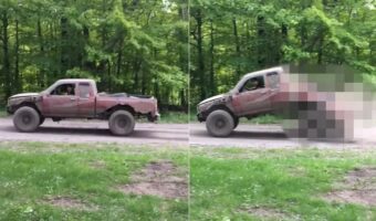 やけにボロボロなピックアップトラックがバックをしながら姿を見せたと思ったら・・、その後の挙動に目が点!!【アメリカ・動画】