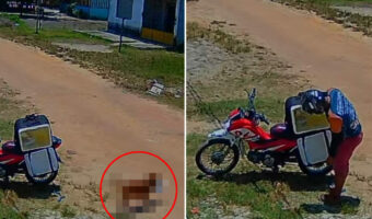 運んできたはずの料理が消えている?!困惑する配達員さんですが・・、まさかの真相を防犯カメラがキャッチしていました!!【海外・動画】