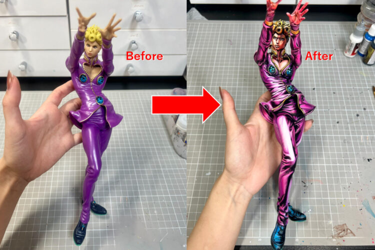 ジョジョのフィギュアをジョジョっぽく塗りました！完成作品が予想以上にジョジョだった！！塗装工程も動画で公開