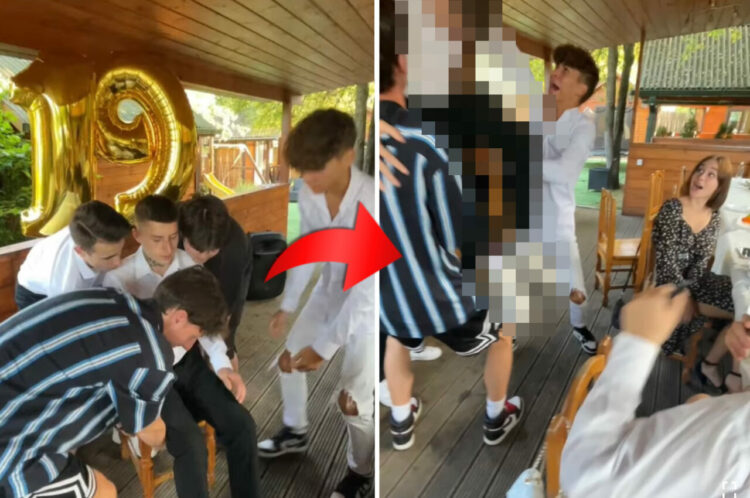 主役の身に起きた痛そうな悲劇。バースデーパーティーで「本日の主役」を椅子に乗せたまま担ぎ上げた結果・・【海外・動画】