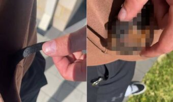 パーカーのマフポケットから紐が飛び出ている?!その正体にビックリするけど・・微笑ましい【海外・動画】