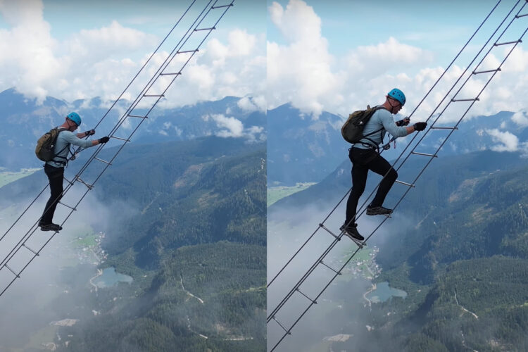 見ているだけでヒヤッとする！『天国へのハシゴ』と呼ばれるオーストリアの岩山に架けられたケーブルが怖すぎる！！【海外・動画】