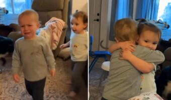 兄弟にオモチャを取られて泣きじゃくる幼い男の子。そんな男の子のもとに天使が現れ、ほっこりする展開に!!【アメリカ・動画】